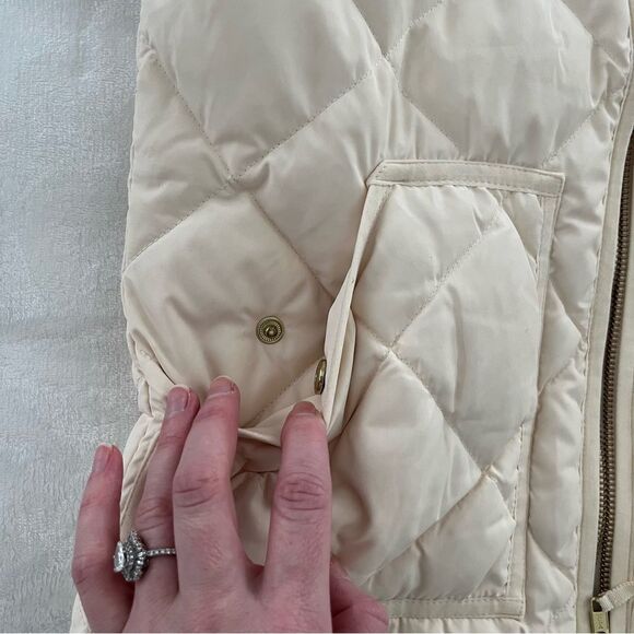 J. Crew Factory Down Cream Quilted Puffer Vest, Size XXS - Picture 10 of 13